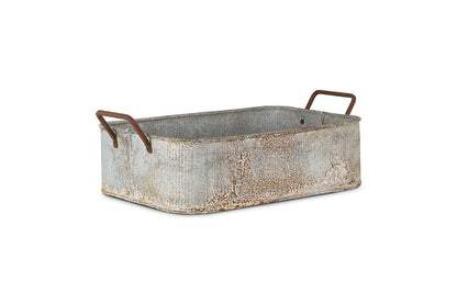 Nkuku Japos Outdoor Planter Tray – Aged Zinc