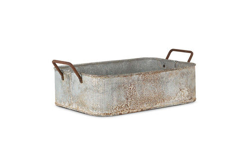Nkuku Japos Outdoor Planter Tray – Aged Zinc