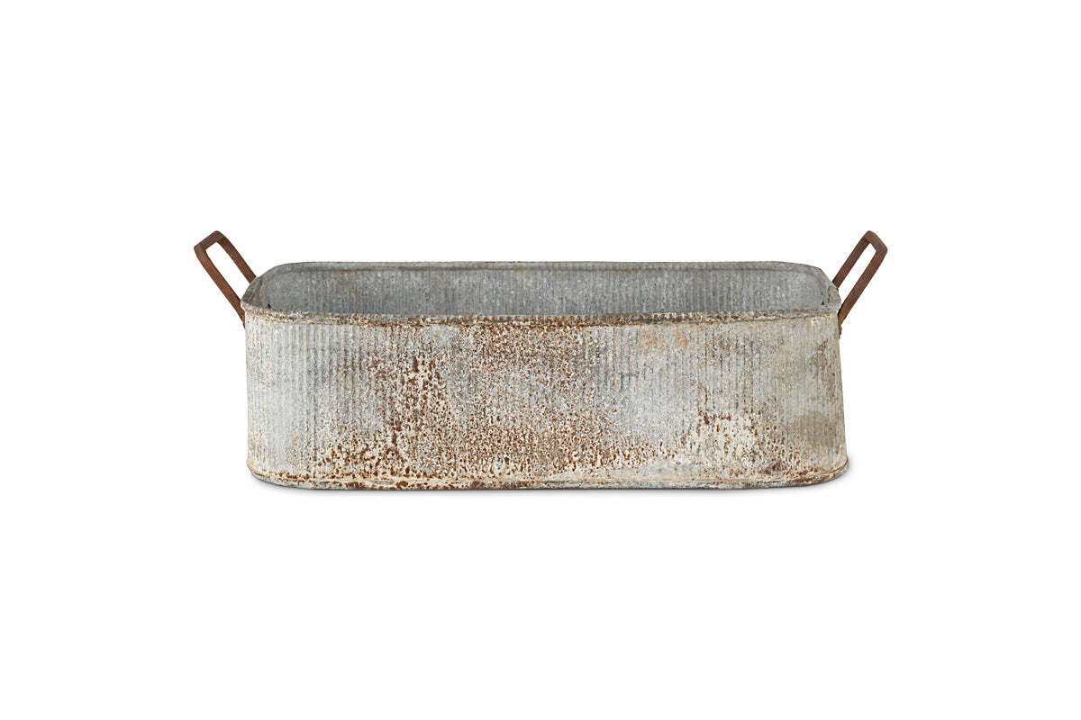 Nkuku Japos Outdoor Planter Tray – Aged Zinc