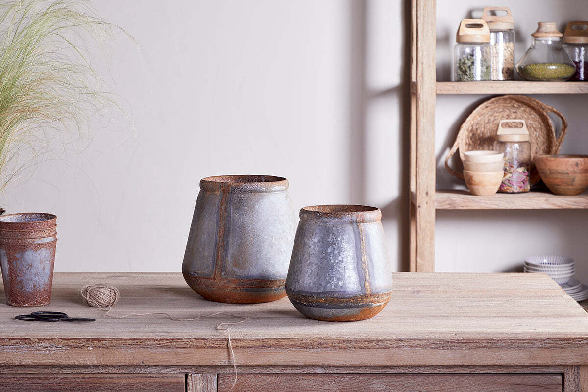 Nkuku Mamba Outdoor Planter – Aged Zinc