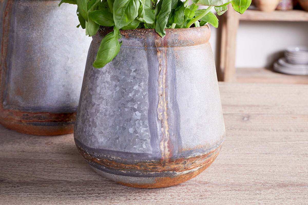 Nkuku Mamba Outdoor Planter – Aged Zinc