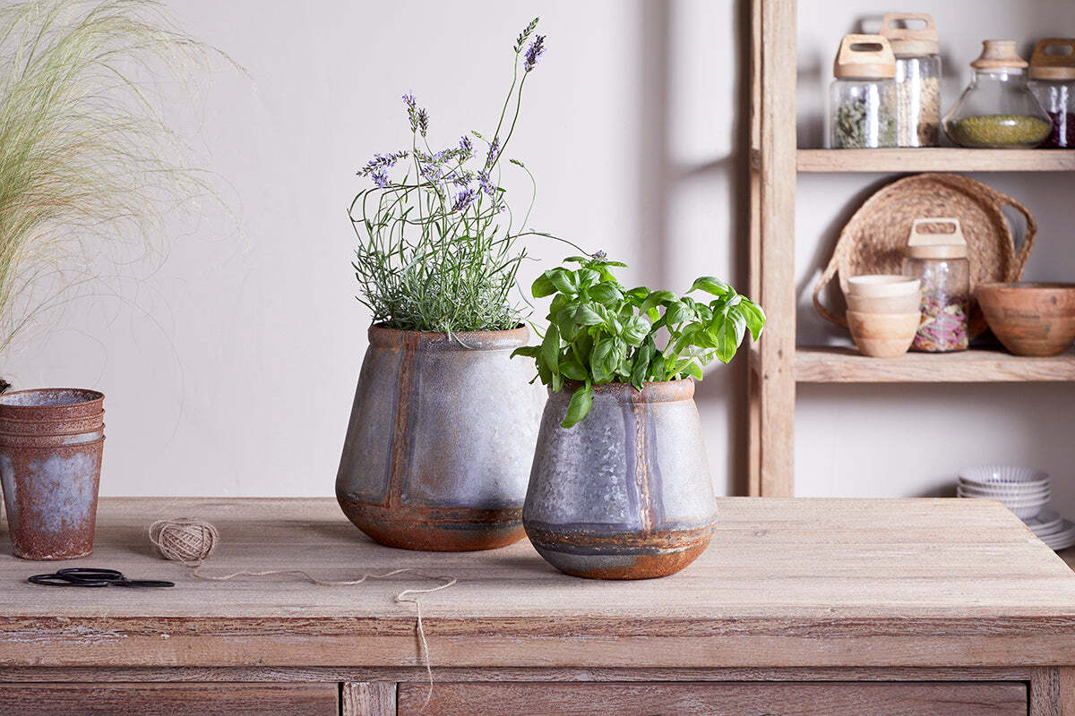 Nkuku Mamba Outdoor Planter – Aged Zinc