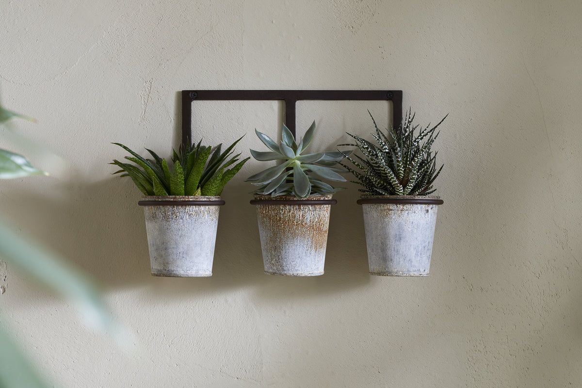 Nkuku Tukana Triple Wall Hung Planter – Zinc