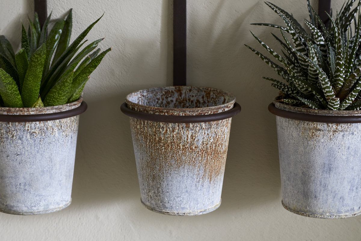 Nkuku Tukana Triple Wall Hung Planter – Zinc