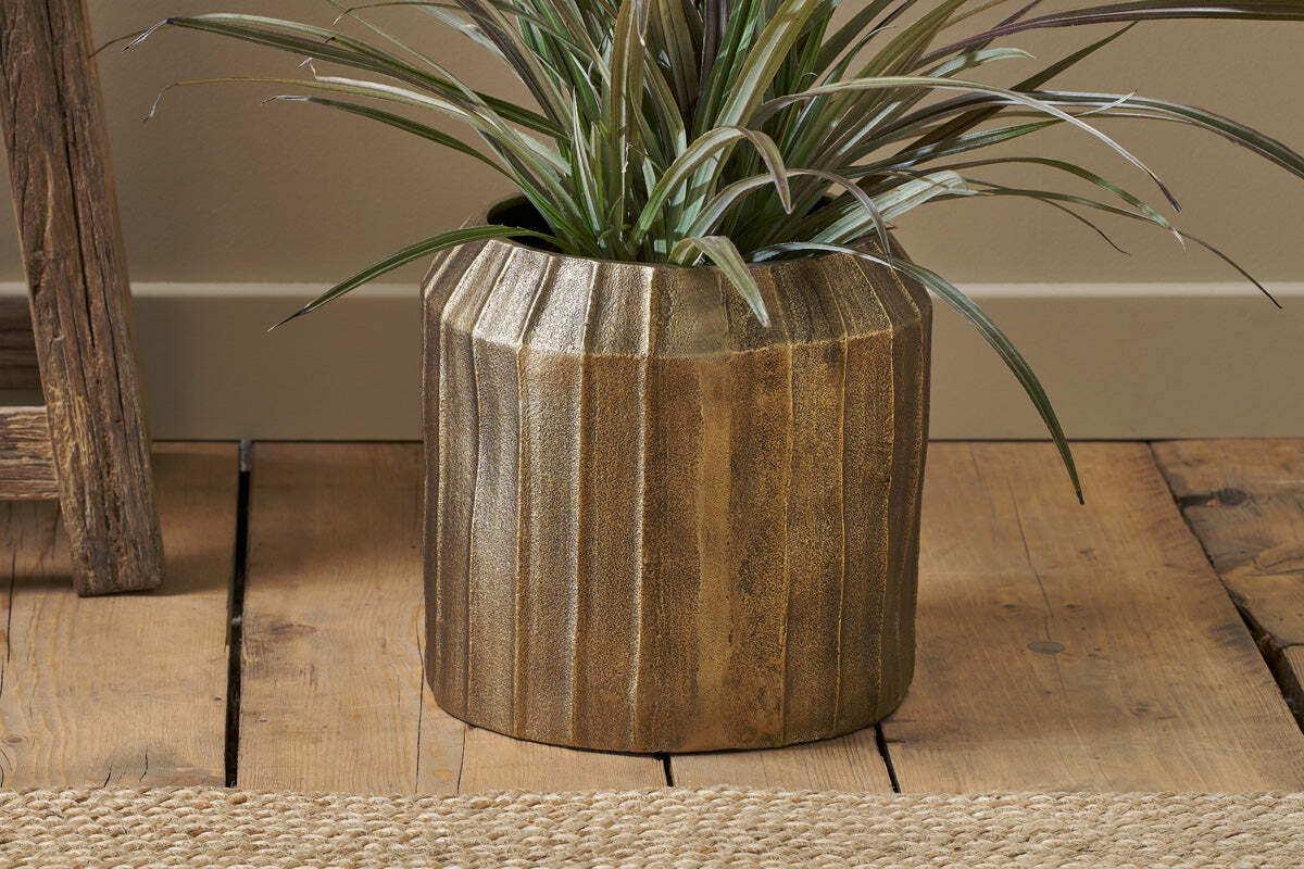 Nkuku Nabara Cast Aluminium Planter – Antique Brass