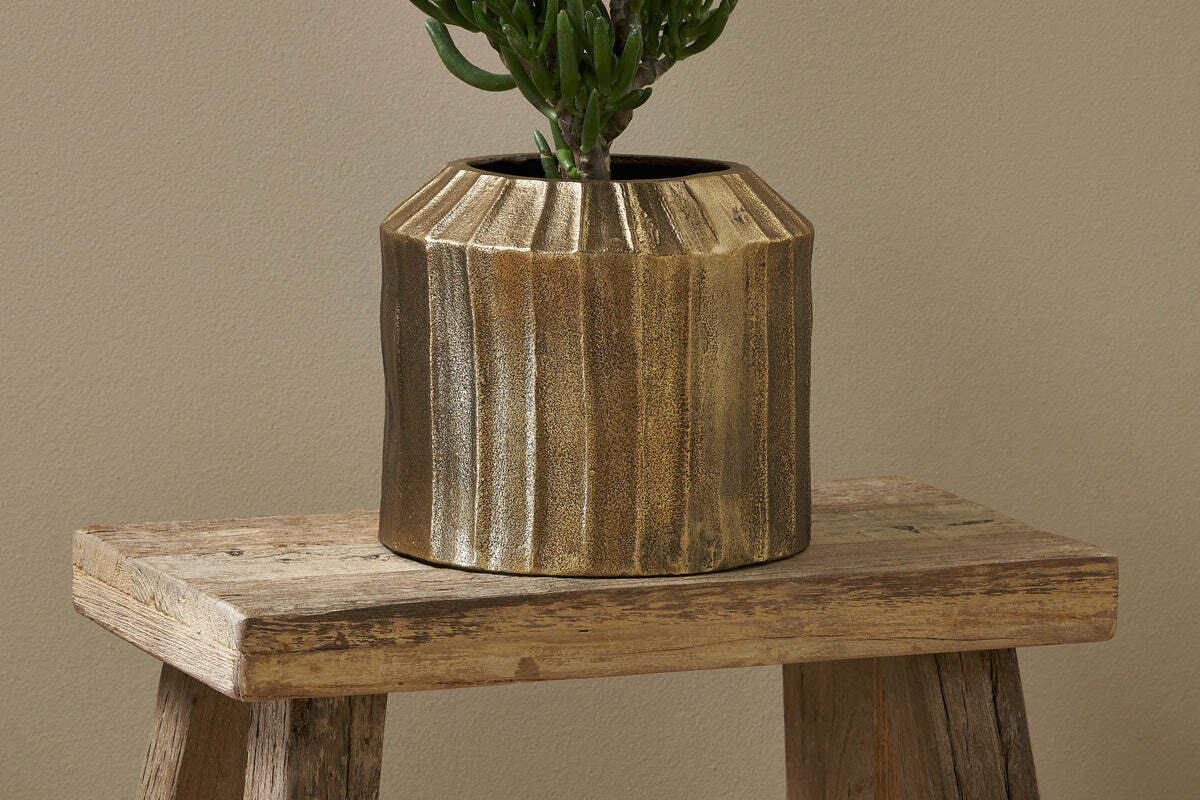 Nkuku Nabara Cast Aluminium Planter – Antique Brass