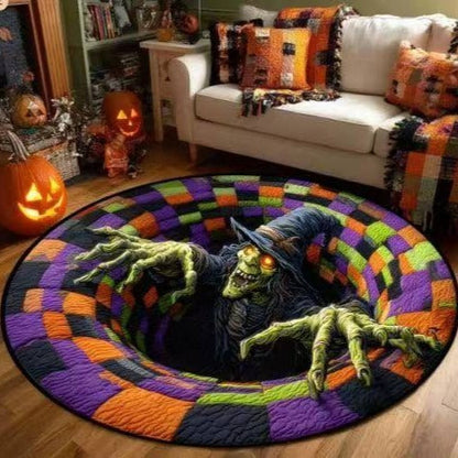 🔥 Limited time 55% OFF🎃3D Skeleton Vortex Quilted Round Halloween Rug