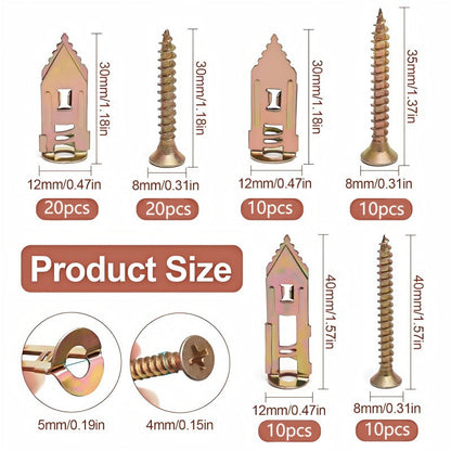 🏠 80PCS Wall Anchor & Screw Kit – Strong Hold for Home Repairs