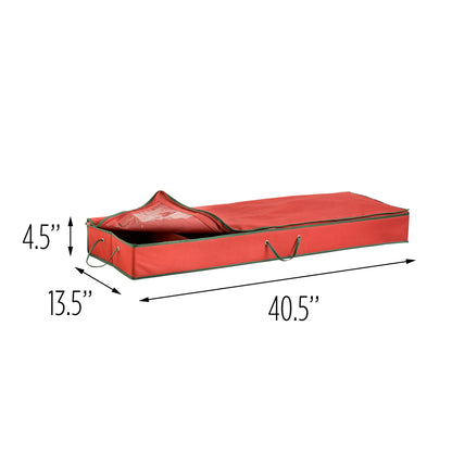 Red Gift Wrap Organizer with Compartments and Pockets