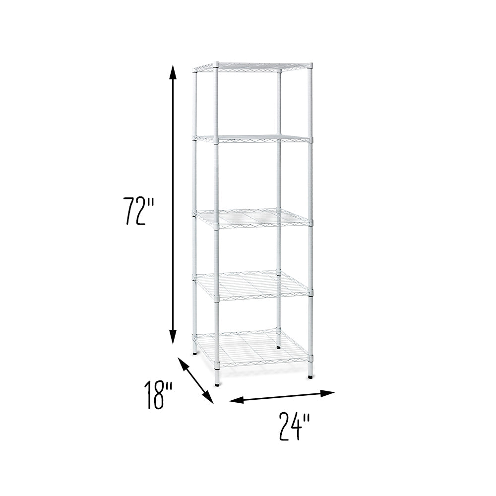 White 5-Tier Adjustable Shelving Unit with 250-lb Shelf Capacity