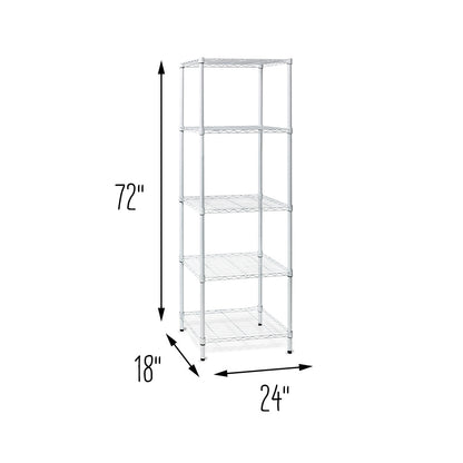 White 5-Tier Adjustable Shelving Unit with 250-lb Shelf Capacity