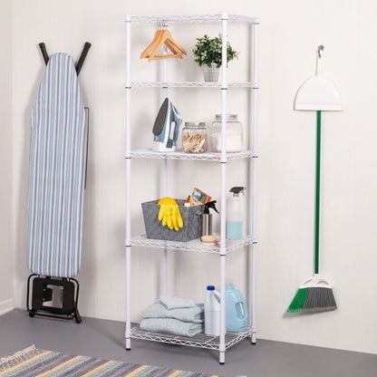 White 5-Tier Adjustable Shelving Unit with 250-lb Shelf Capacity