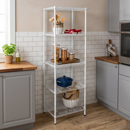 White 5-Tier Adjustable Shelving Unit with 250-lb Shelf Capacity