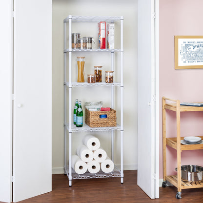 White 5-Tier Adjustable Shelving Unit with 250-lb Shelf Capacity