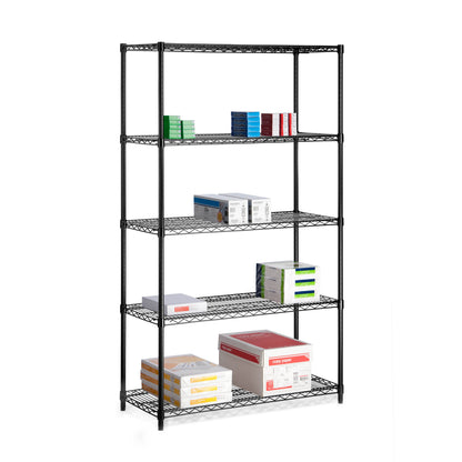 Black 5-Tier Adjustable Shelving Unit with 800-lb Shelf Capacity