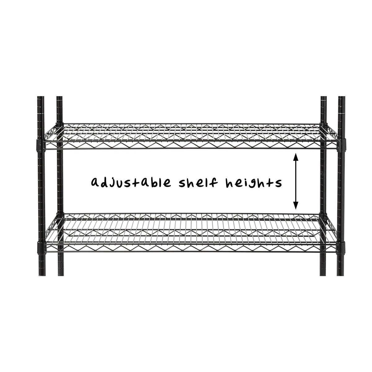 Black 5-Tier Adjustable Shelving Unit with 800-lb Shelf Capacity