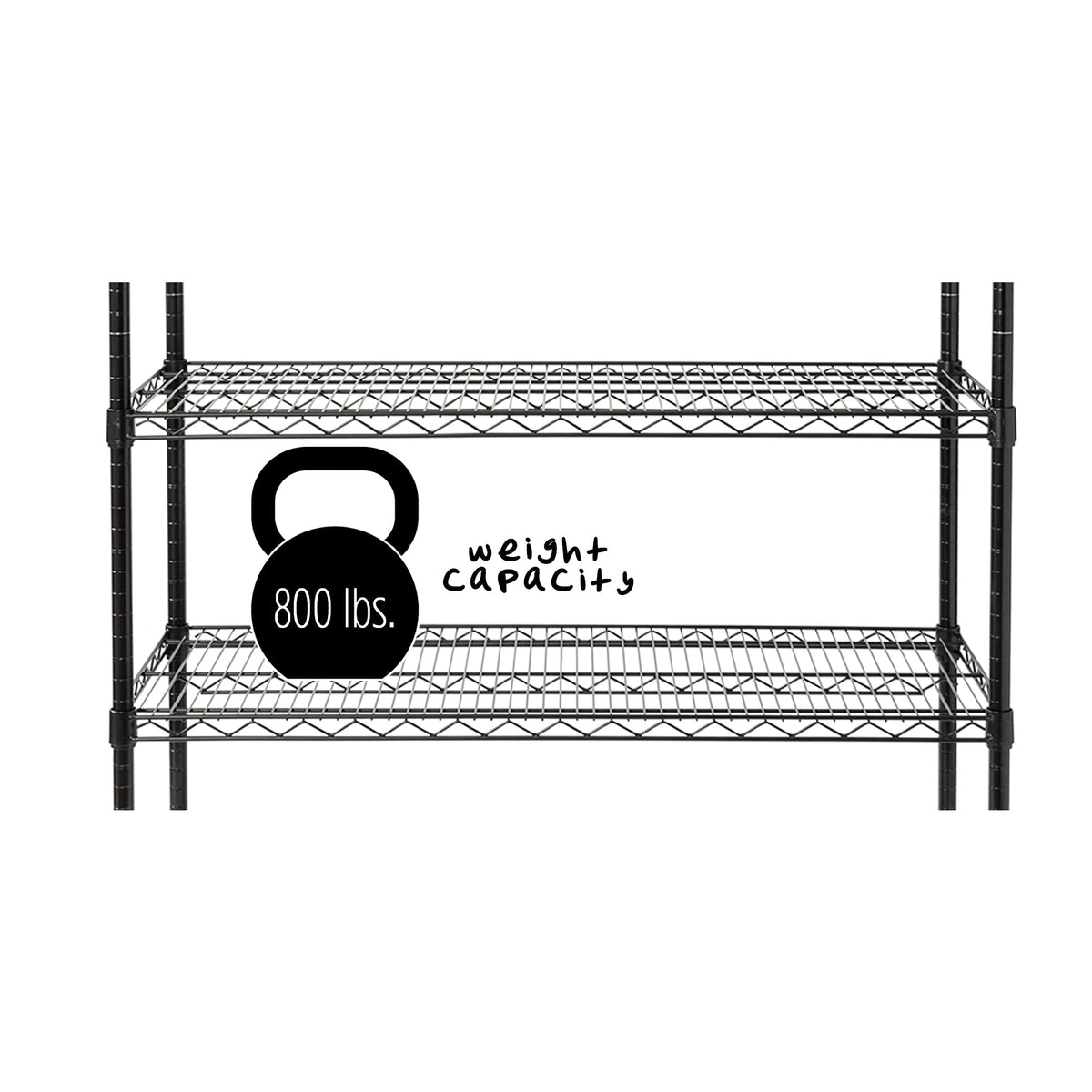 Black 5-Tier Adjustable Shelving Unit with 800-lb Shelf Capacity