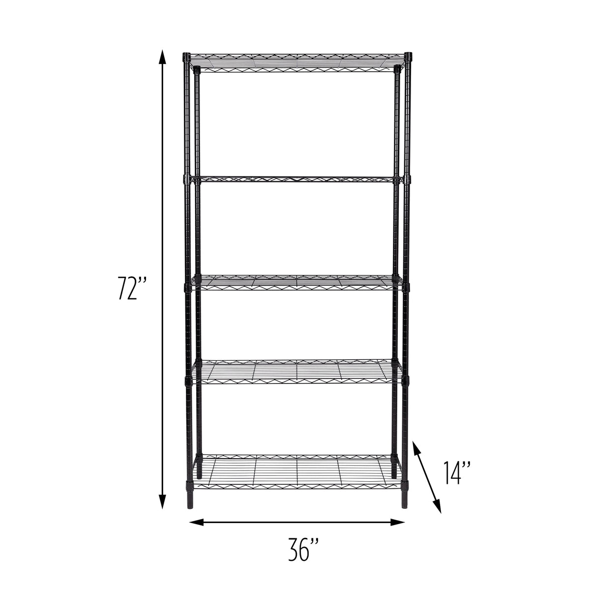 Black 5-Tier Adjustable Shelving Unit with 200-lb Shelf Capacity