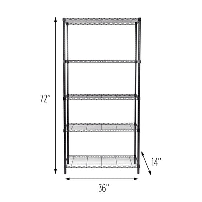 Black 5-Tier Adjustable Shelving Unit with 200-lb Shelf Capacity