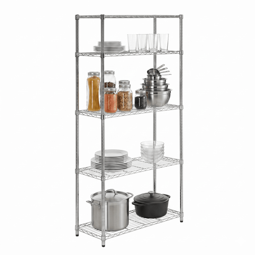 Chrome 5-Tier Heavy-Duty Shelving Unit With 200-lb Shelf Capacity