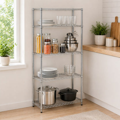 Chrome 5-Tier Heavy-Duty Shelving Unit With 200-lb Shelf Capacity
