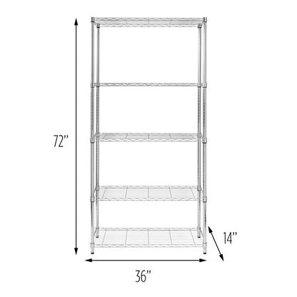 Chrome 5-Tier Heavy-Duty Shelving Unit With 200-lb Shelf Capacity