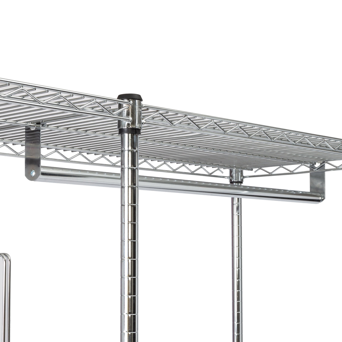 Chrome Rolling Closet with Garment Bar and Shelves