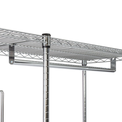 Chrome Rolling Closet with Garment Bar and Shelves