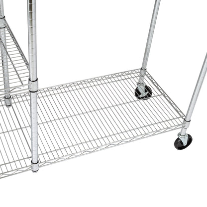 Chrome Rolling Closet with Garment Bar and Shelves