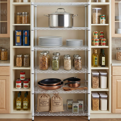 White 5-Tier Adjustable Shelving Unit with 200-lb Shelf Capacity