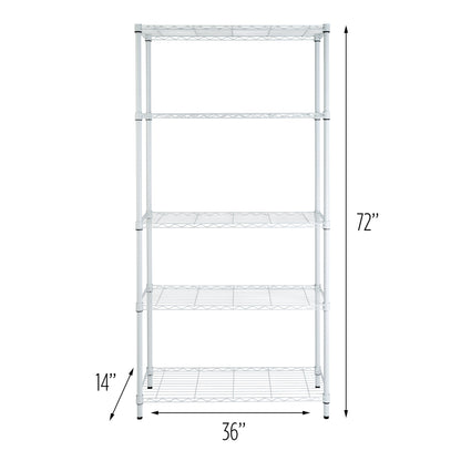 White 5-Tier Adjustable Shelving Unit with 200-lb Shelf Capacity