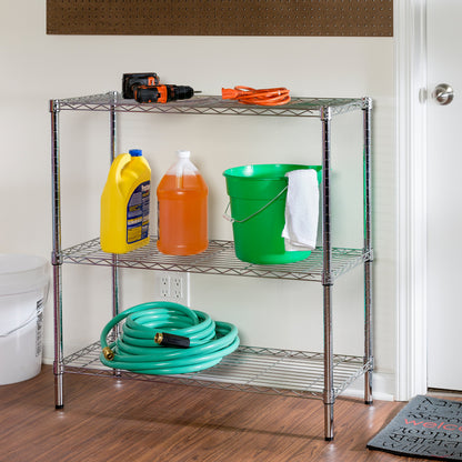 Chrome 3-Tier Adjustable Shelving Unit with 200-lb Shelf Capacity