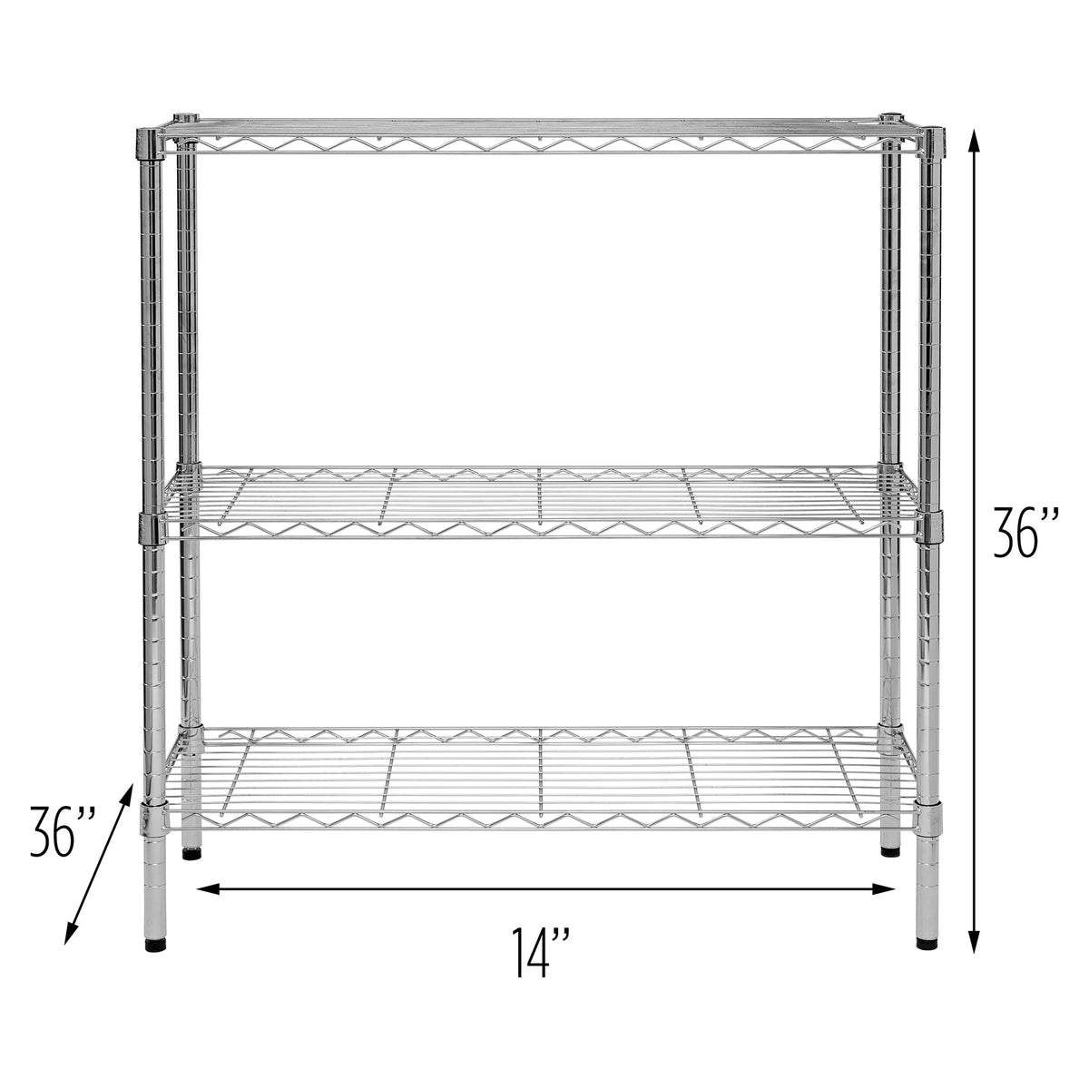 Chrome 3-Tier Adjustable Shelving Unit with 200-lb Shelf Capacity