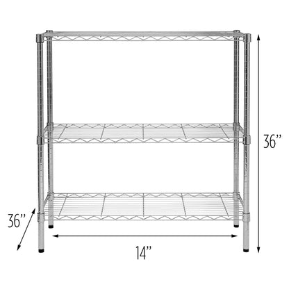 Chrome 3-Tier Adjustable Shelving Unit with 200-lb Shelf Capacity