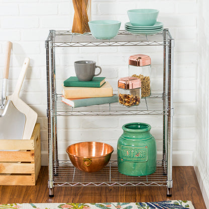 Chrome 3-Tier Adjustable Shelving Unit with 250-lb Weight Capacity