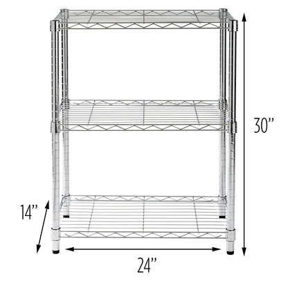 Chrome 3-Tier Adjustable Shelving Unit with 250-lb Weight Capacity