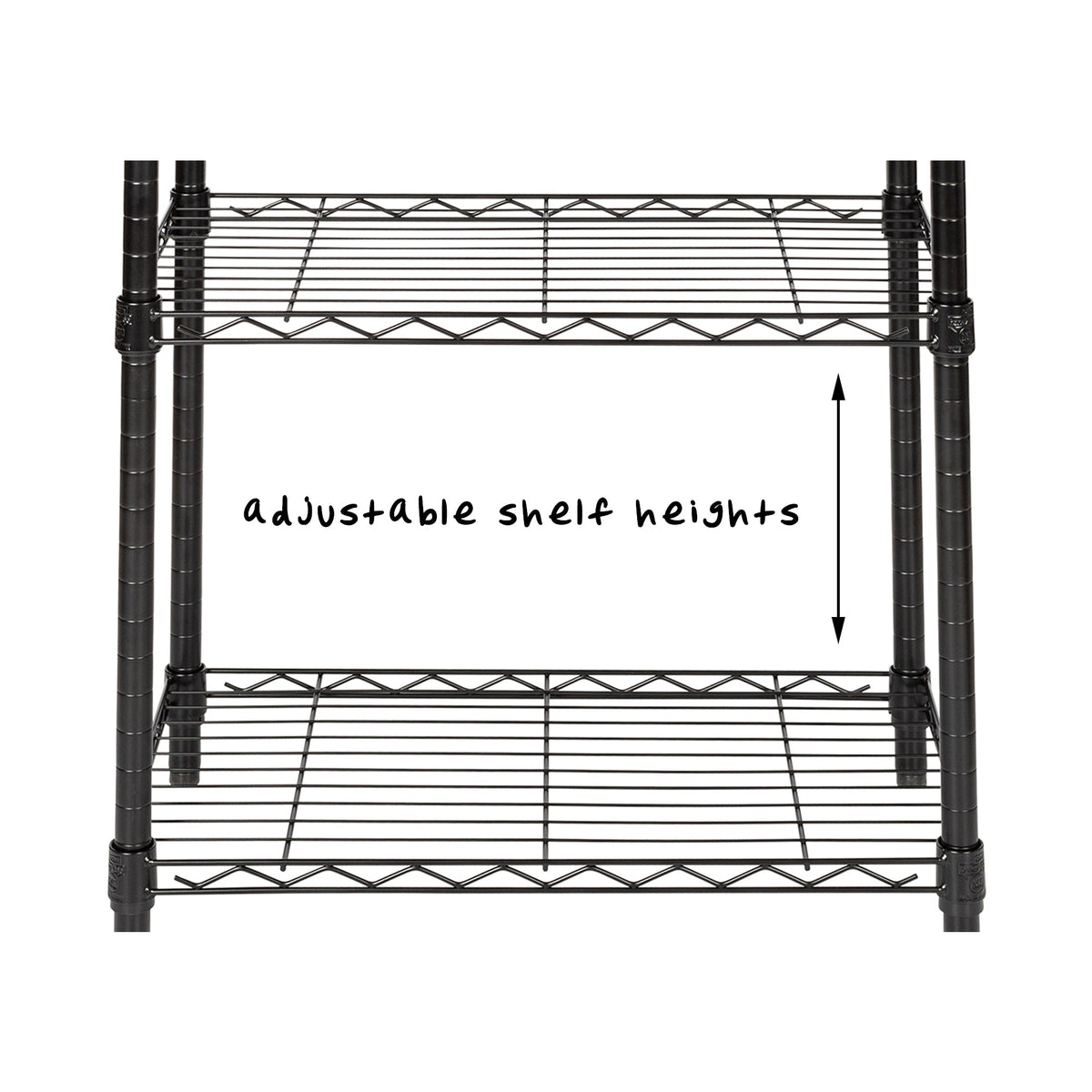 Black 3-Tier Heavy-Duty Adjustable Shelving Unit