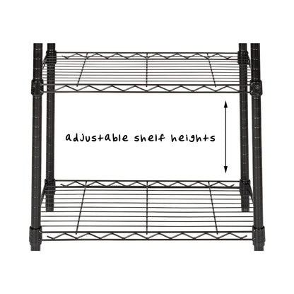Black 3-Tier Heavy-Duty Adjustable Shelving Unit
