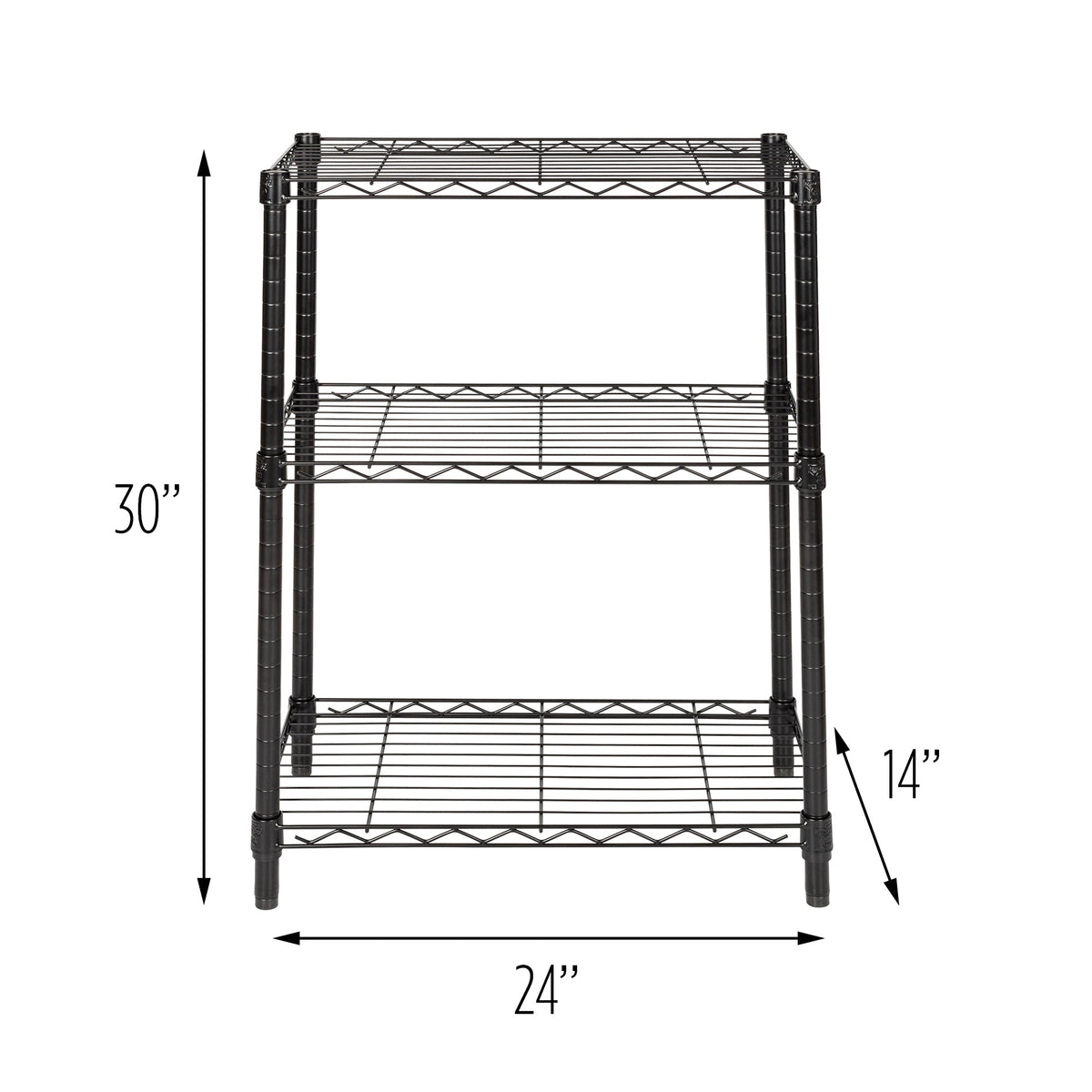 Black 3-Tier Heavy-Duty Adjustable Shelving Unit