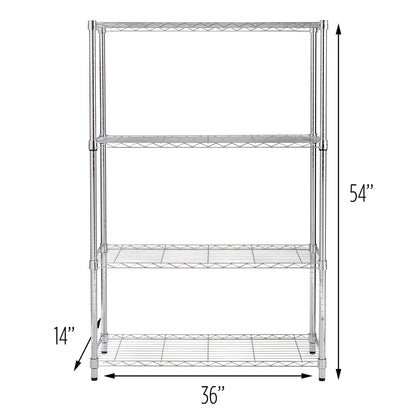Chrome 4-Tier Heavy-Duty Shelving Unit with 250-lb Weight Capacity