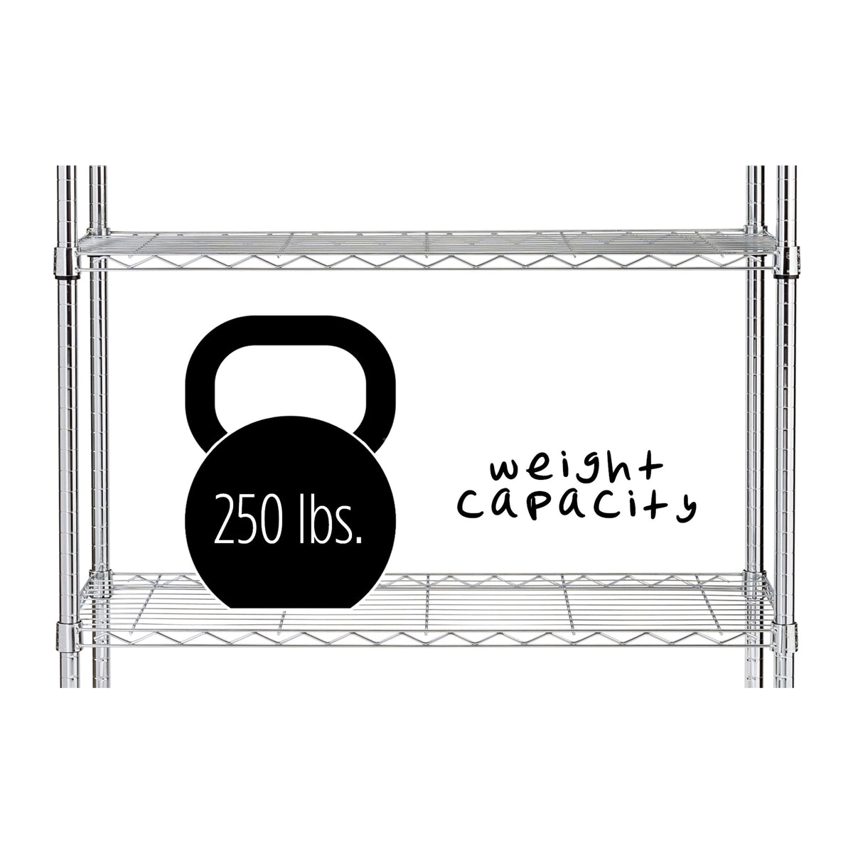 Chrome 4-Tier Heavy-Duty Shelving Unit with 250-lb Weight Capacity