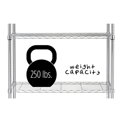 Chrome 4-Tier Heavy-Duty Shelving Unit with 250-lb Weight Capacity