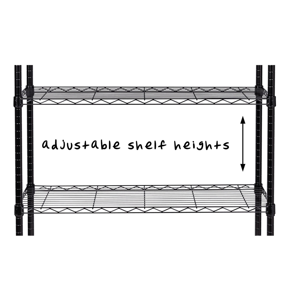 Black 4-Tier Heavy-Duty Shelving Unit with 250-lb Shelf Capacity