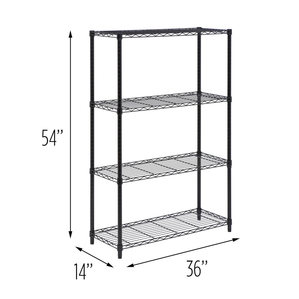Black 4-Tier Heavy-Duty Shelving Unit with 250-lb Shelf Capacity