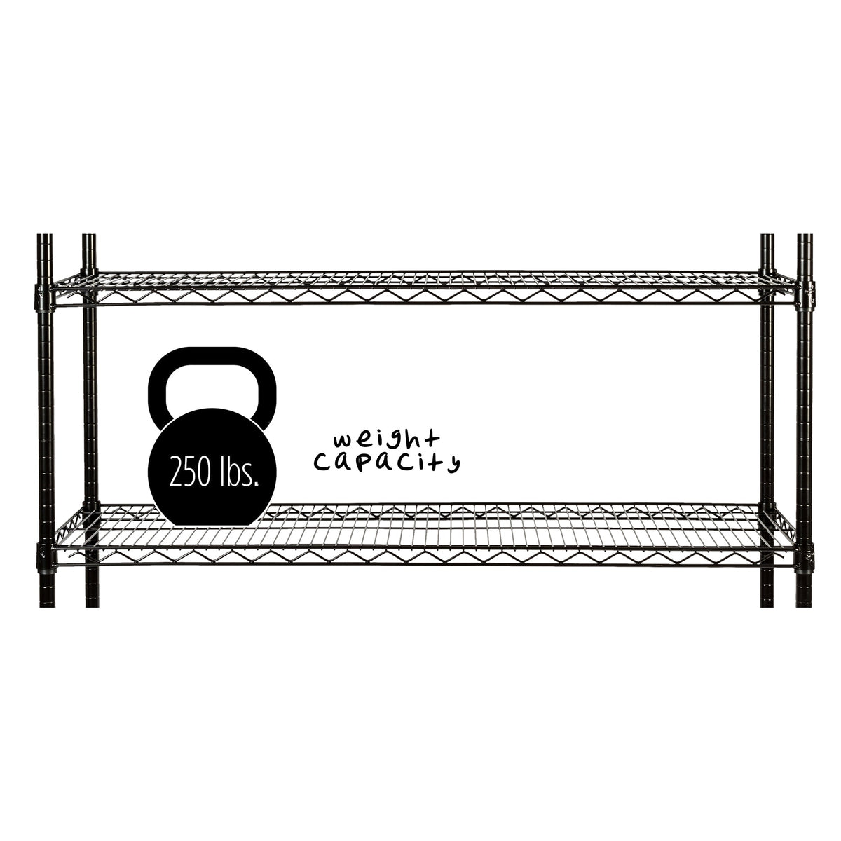 Black 4-Tier Heavy-Duty Shelving Unit with 250-lb Shelf Capacity