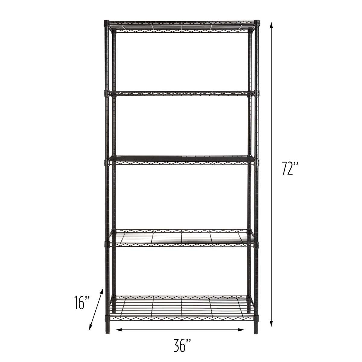 Black 5-Tier Heavy-Duty Shelving Unit With 350-lb Shelf Capacity