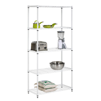 White 5-Tier Heavy-Duty Shelving Unit With 350-lb Shelf Capacity