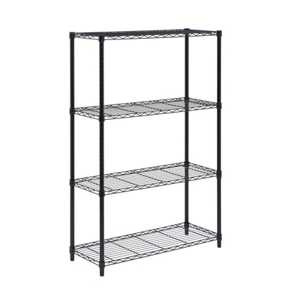 Black 4-Tier Adjustable Shelving Unit with 350-lb Shelf Capacity