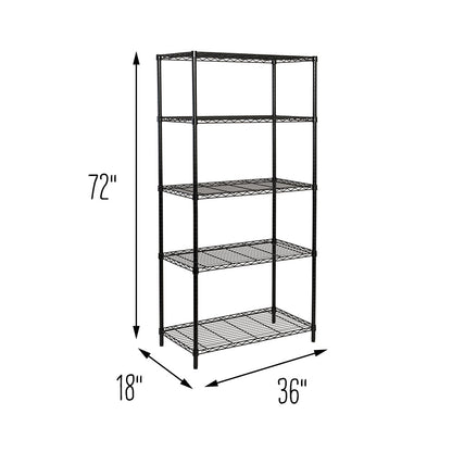 Black 5-Tier Adjustable Shelving Unit with 350-lb Shelf Capacity