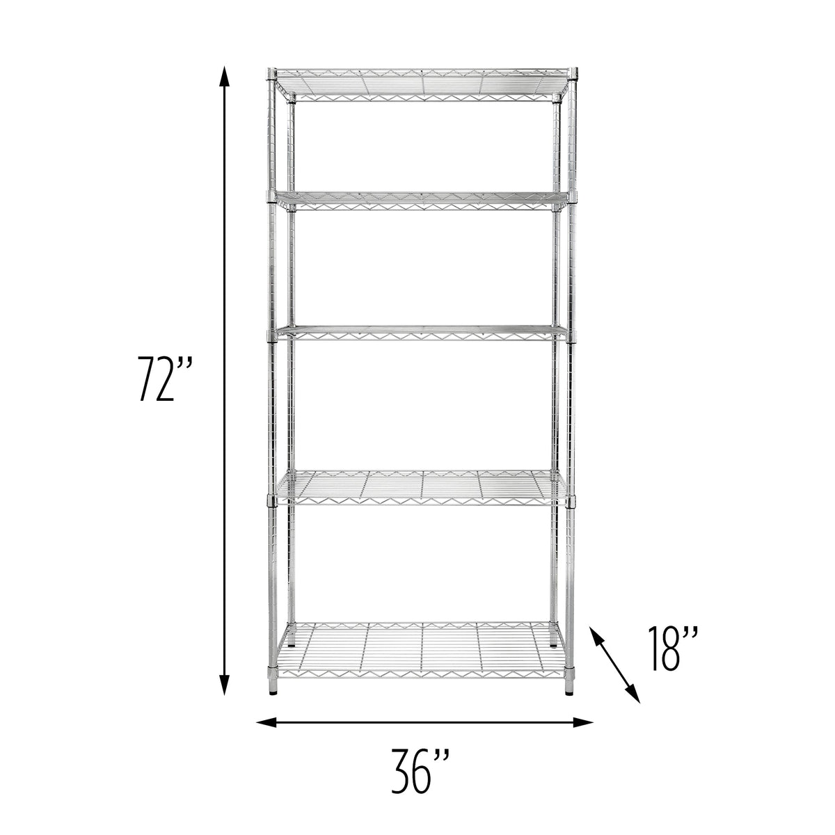 Chrome 5-Tier Adjustable Shelving Unit with 350-lb Shelf Capacity